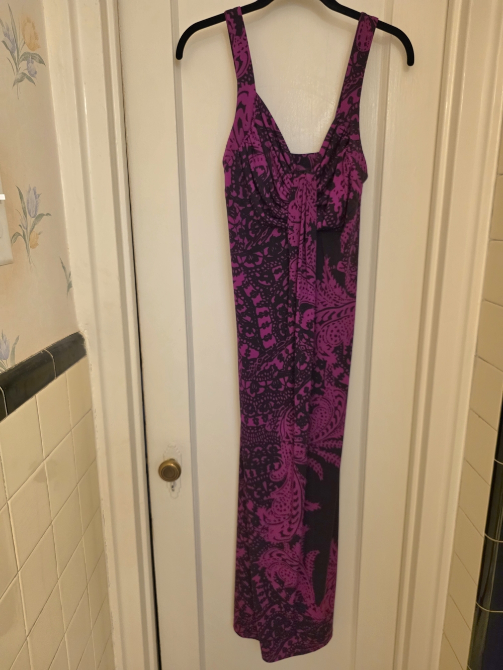 Antthony Fuchsia and Purple Paisley Maxi Dress